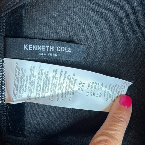 Kenneth Cole bikini top bathing suit swim black push up tie around neck 38 B C - Picture 5 of 5